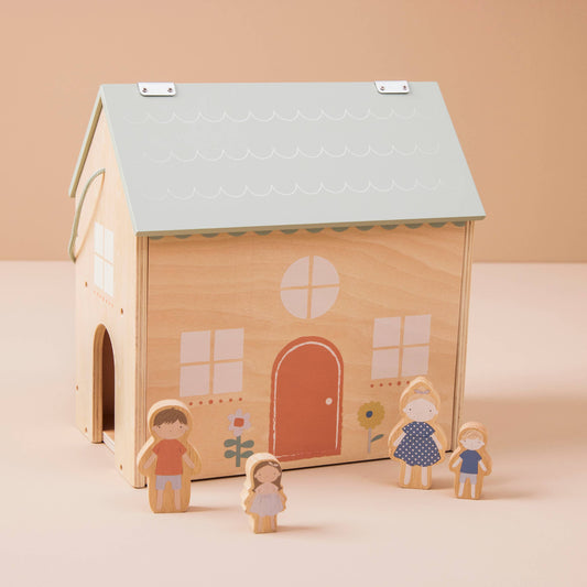 Just Bee Kids Wooden Dolls House with Family Figurines