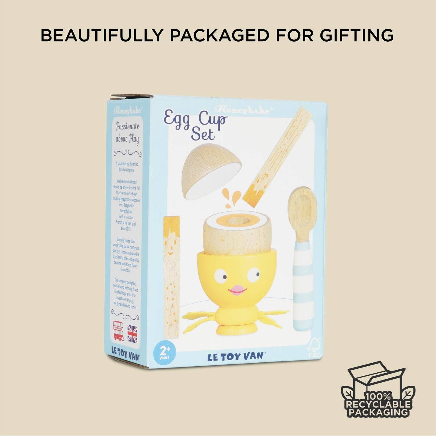 Wooden Egg Cup & Soldiers Pretend Play Set