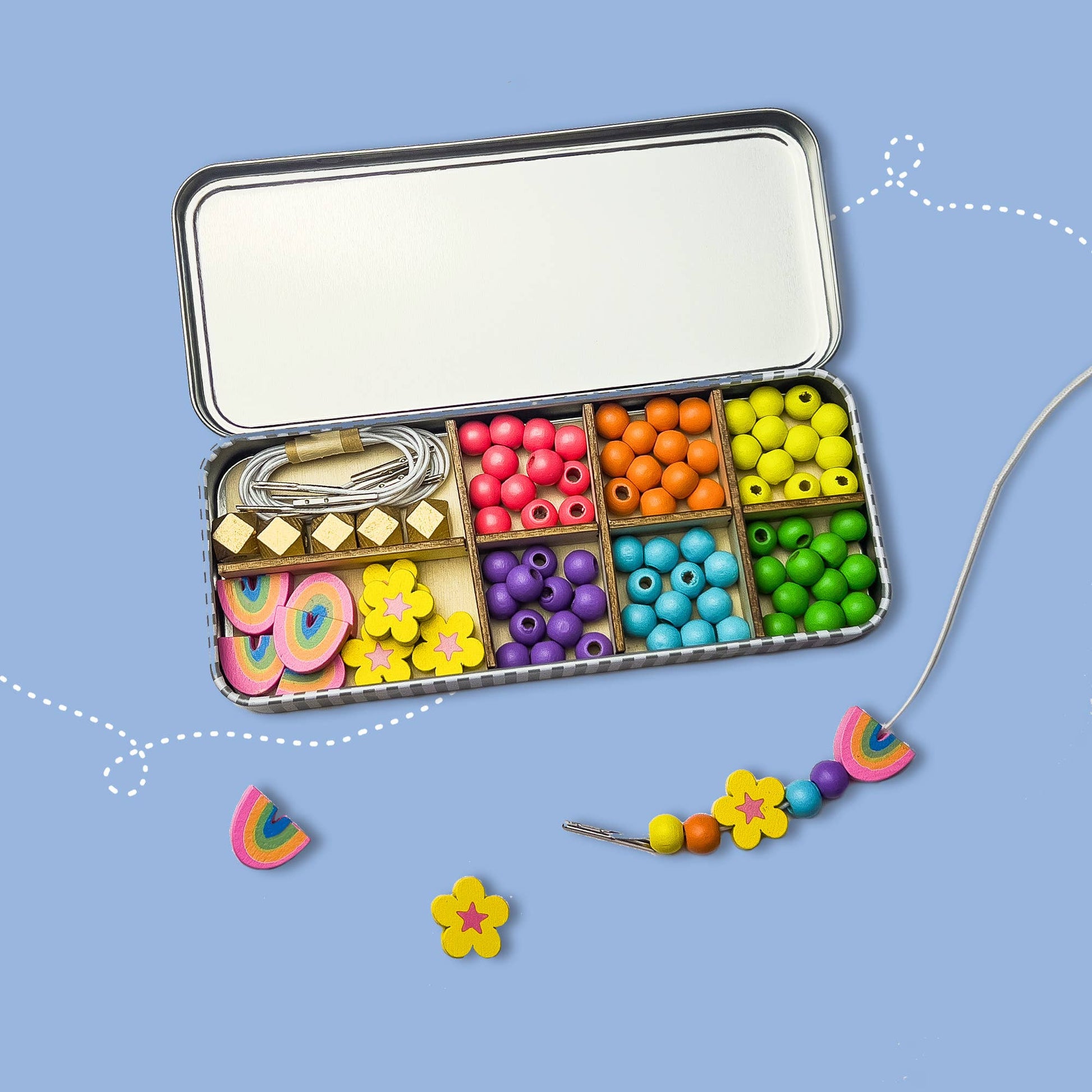 Rainbow Beading Kit in Gift Tin – Eco-Friendly Craft Fun for Ages 3+