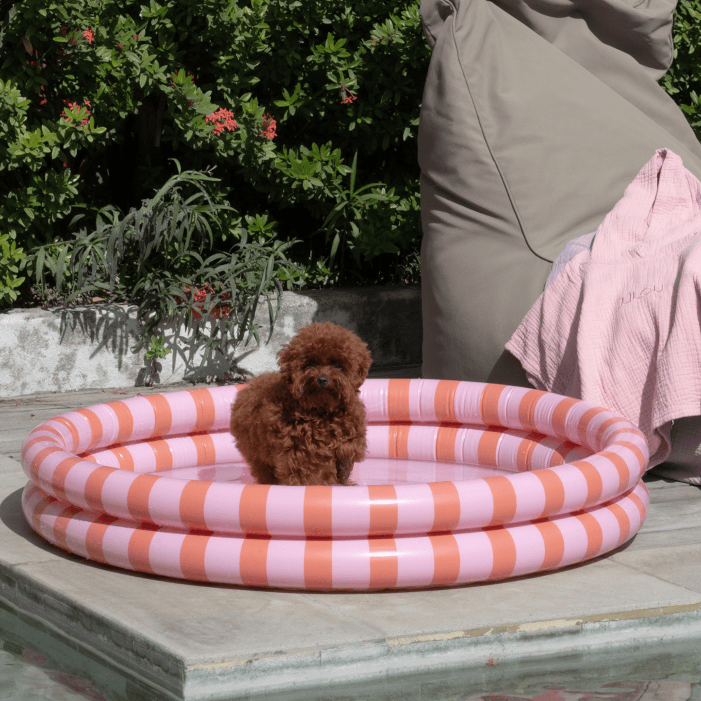 Swim Essentials | Pink & Red Stripe 100cm Paddling Pool. Cool paddling pool. Best paddling pool for kids.
