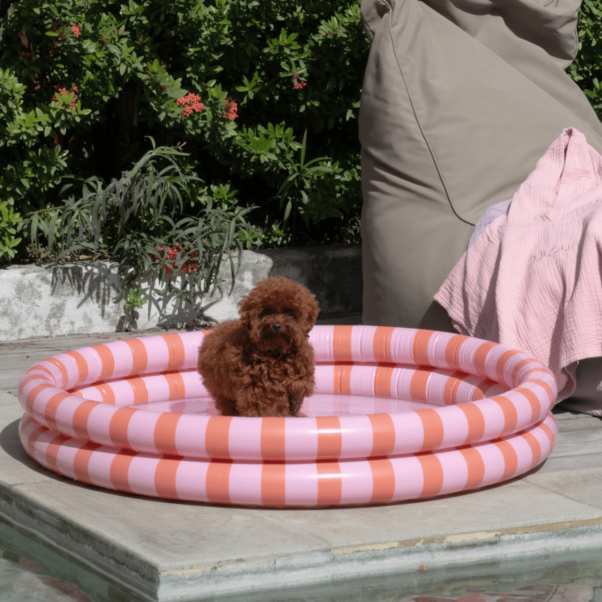 Swim Essentials | Pink & Red Stripe 100cm Paddling Pool. Cool paddling pool. Best paddling pool for kids.
