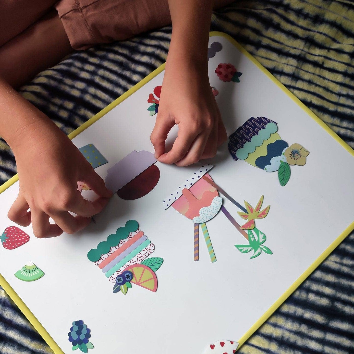 Yellow magnetic board for magnets toddler playroom