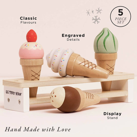 Wooden Ice Cream Cone & Stand Set – FSC® Certified Pretend Play Toy Le Toy Van