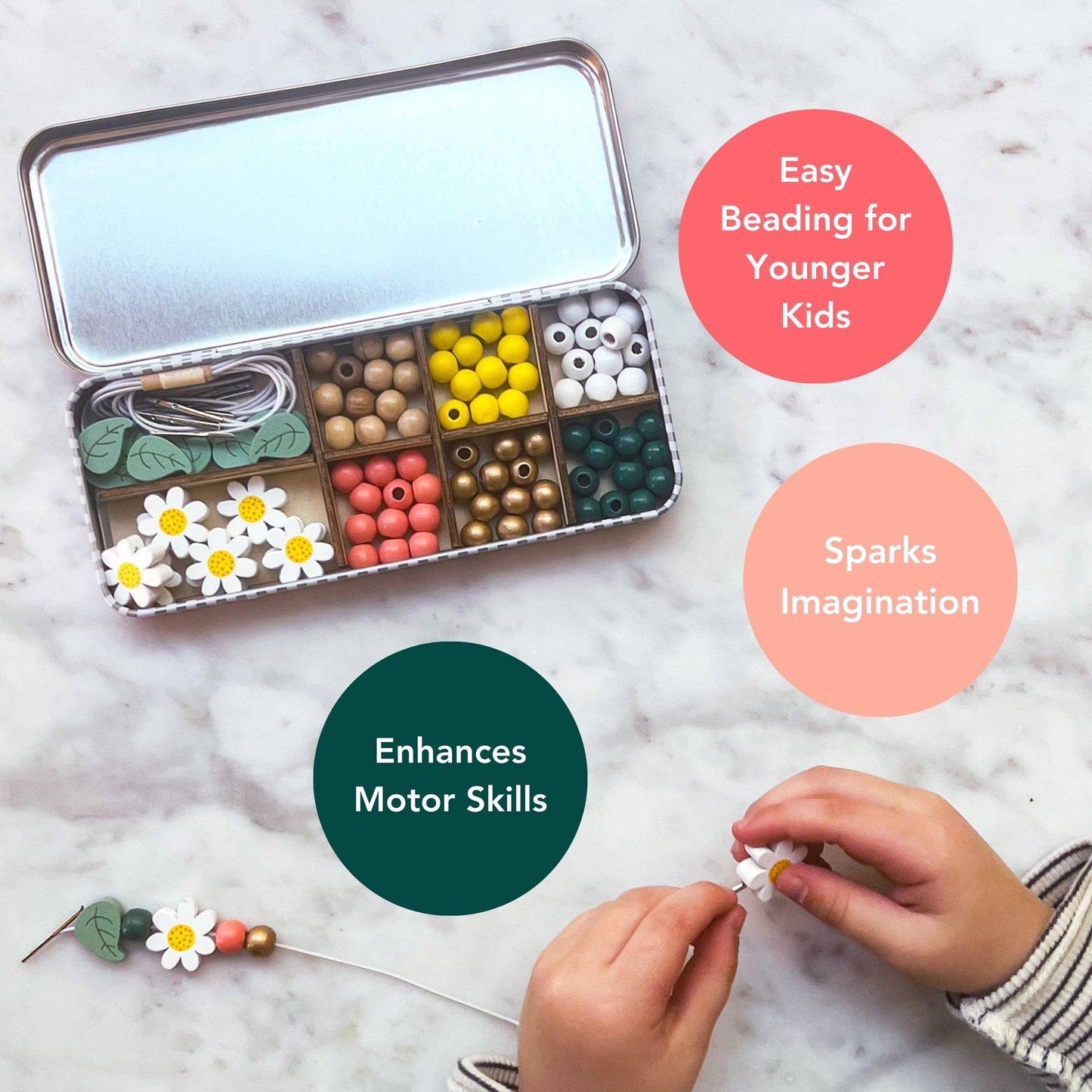 Leaf Beading Kit in Gift Tin – Eco-Friendly Craft Activity for Ages 3+