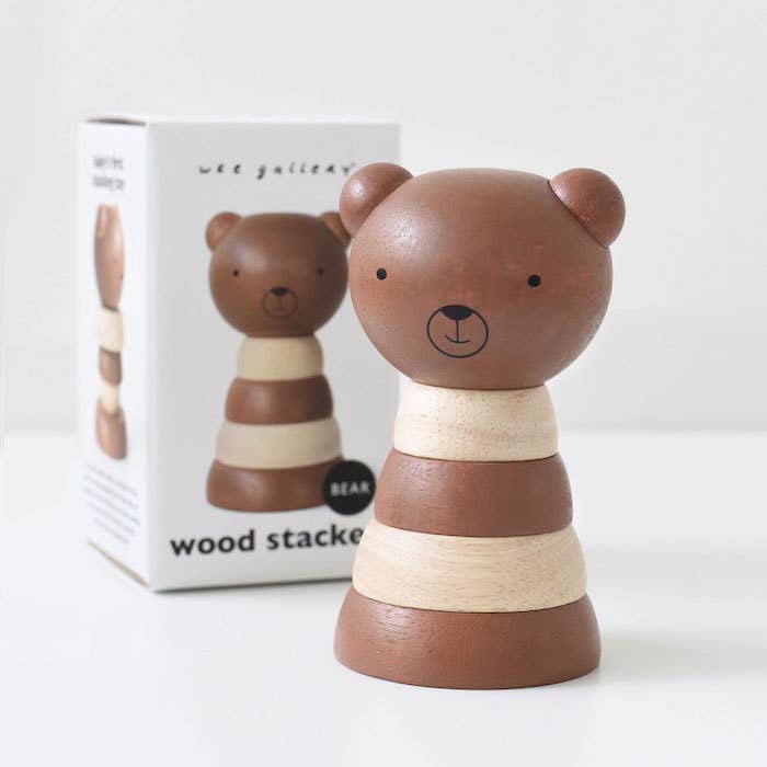Wooden stacking rings for babies - perfect newborn gift.