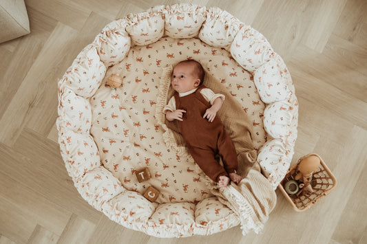 Soft Circle Organic Baby Playmat - Coco - Rabbit Pattern
