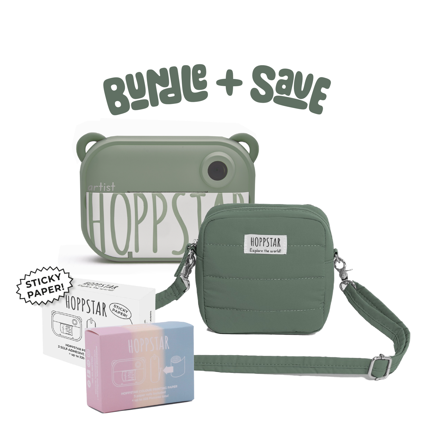 Hoppstar Artist Polaroid Camera, bag and paper bundle perfect gift for toddlers and preschoolers