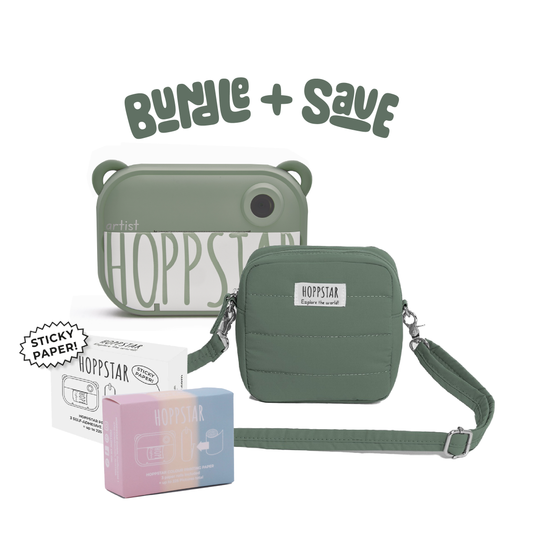 Hoppstar Artist Polaroid Camera, bag and paper bundle perfect gift for toddlers and preschoolers