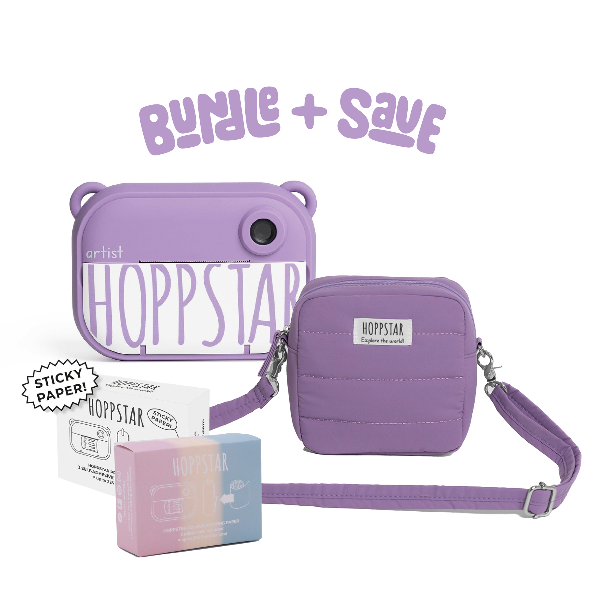 Hoppstar Artist Polaroid Camera, bag and paper bundle perfect gift for toddlers and preschoolers