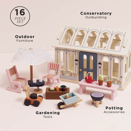 Wooden Dolls House Conservatory Extension | FSC Certified Garden Playset