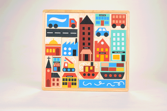 Town Wooden Puzzle for Ages 3+ | Mentari