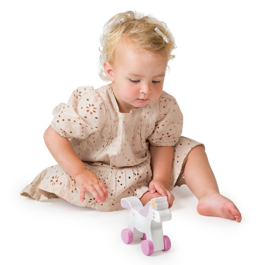 Wooden Unicorn Push Along Toy – Sustainable Baby Toy | Mucky Wolf