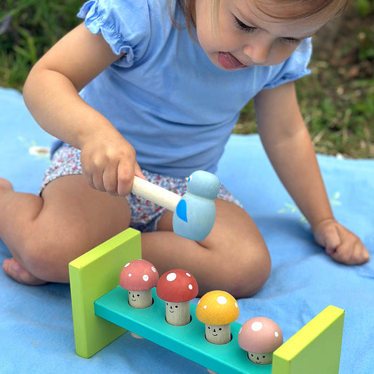 Mentari Woodland Hammer Toy | Wooden Pounding Bench for Toddlers 18m+