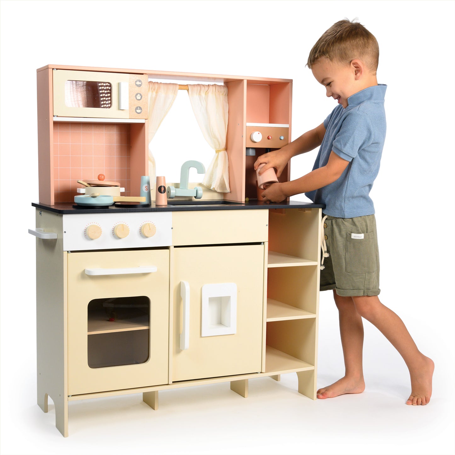 Wooden Toy Kitchen Playset – Realistic Pretend Play for Kids Aged 3+