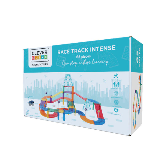Cleverclixx 65-Piece Race Track Pack – Endless Building Fun for 3 year old