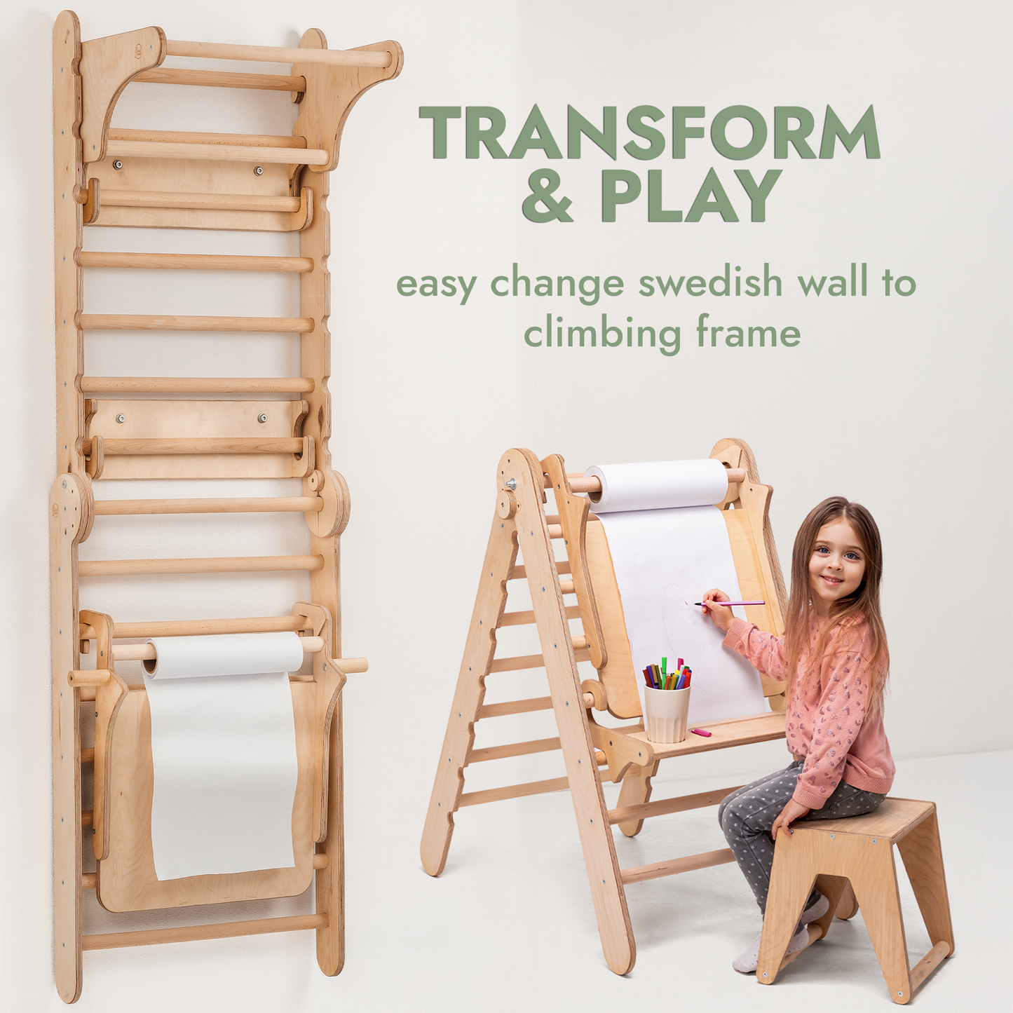 5in1 Swedish Ladder, Slide, Swing & Art Easel