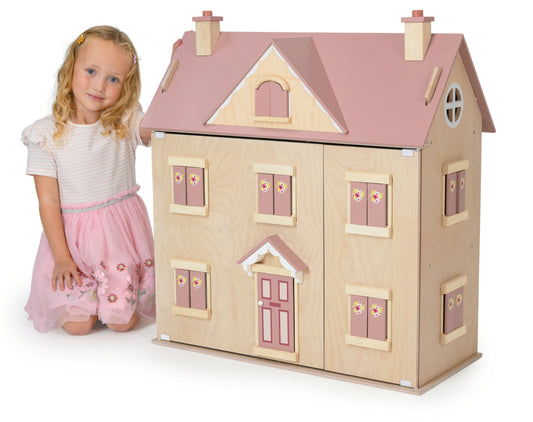 Alouette Wooden Dolls House | Premium Pink Dollhouse - Tender Leaf Toys