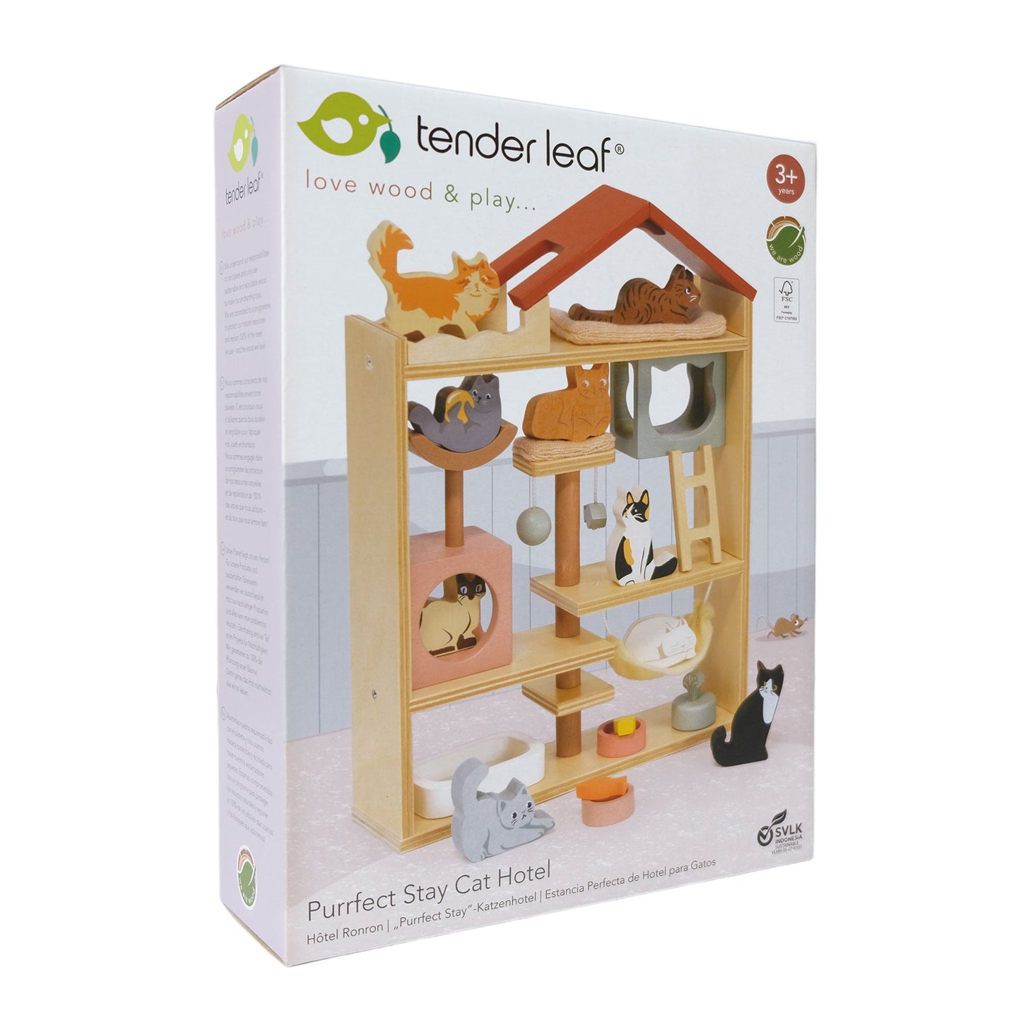 Wooden Cat Hotel Play Set | Tender Leaf Toys | Mucky Wolf