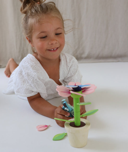 Wooden Flower Pot + Butterfly Play Set - Ages 3+