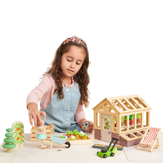 Wooden Greenhouse and Garden Set | Tender Leaf Toys | Mucky Wolf