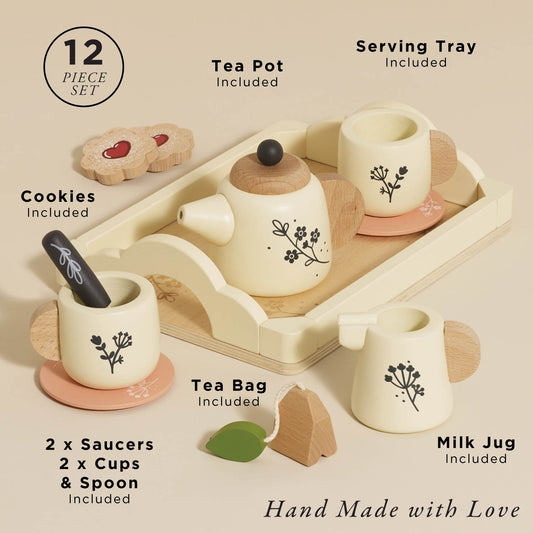 Wooden Tea Set & Tray | Pretend Play Tea Party Set | Le Toy Van | Mucky Wolf