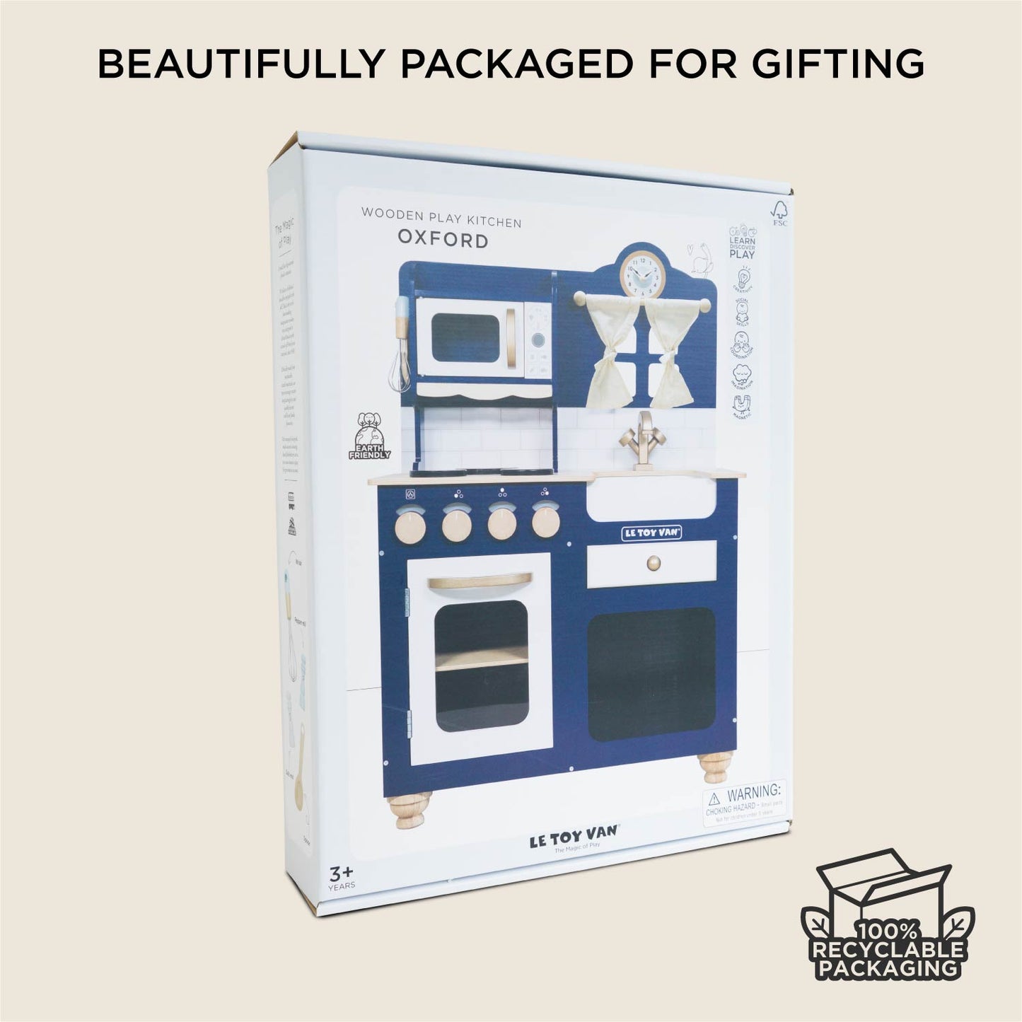 Wooden Play Kitchen Dark Blue | Premium Pretend Play | Le Toy Van