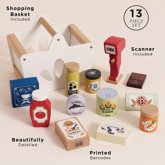 Groceries Set & Scanner - Wooden Pretend Play Shopping Toy | Le Toy Van