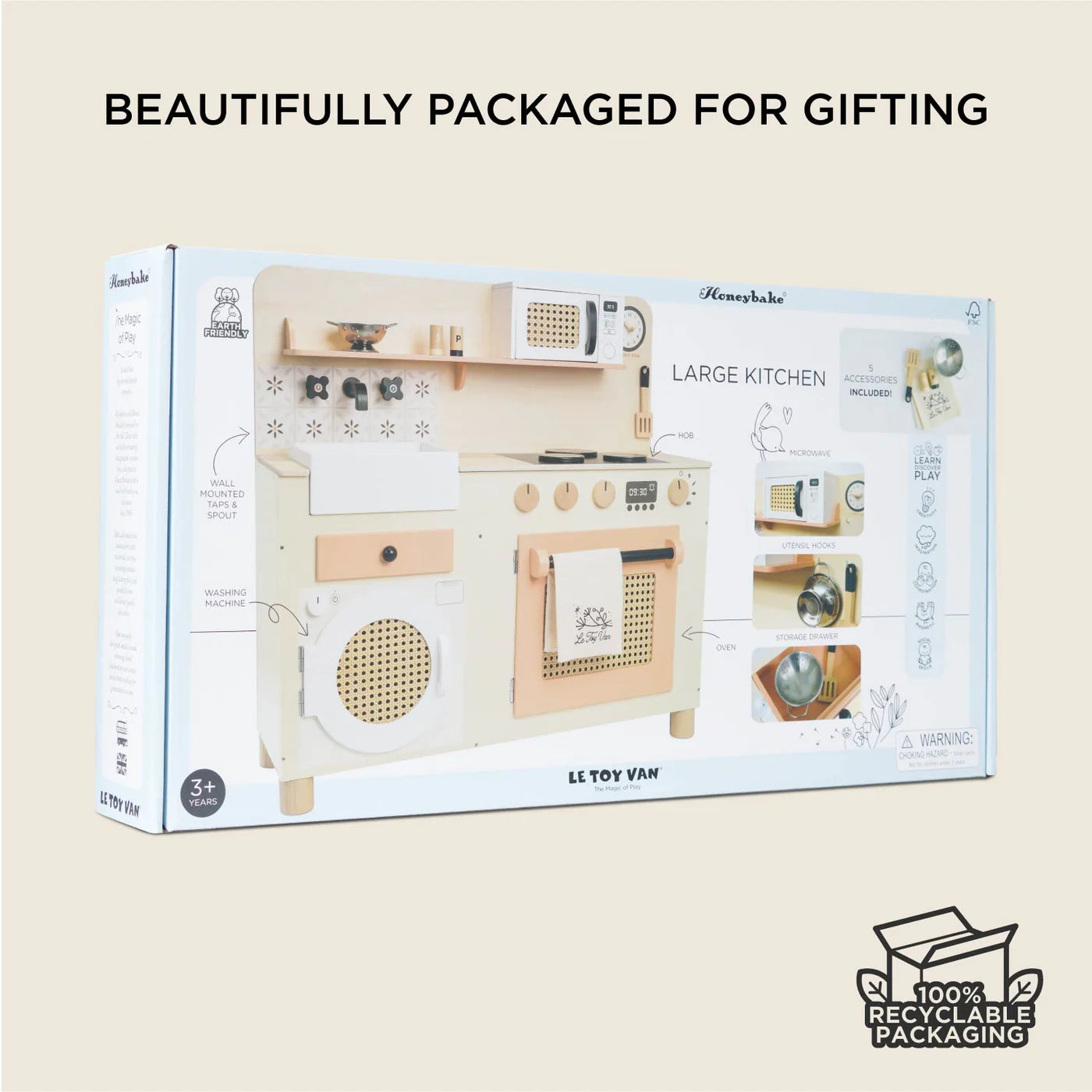 Rattan Family Wooden Play Kitchen Le Toy Van