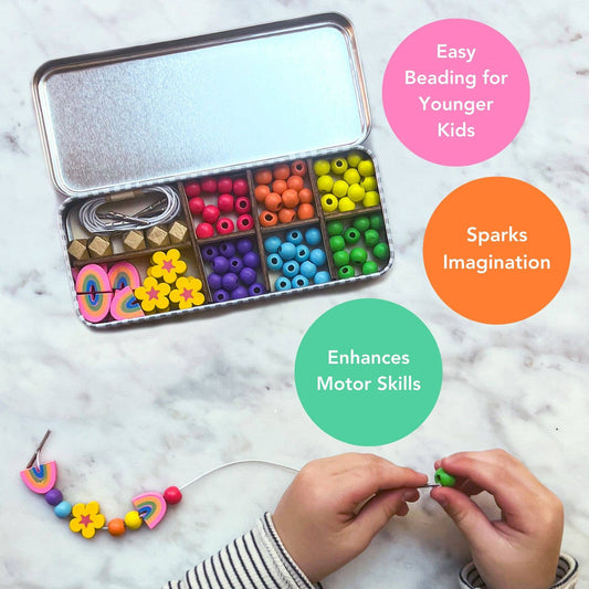 Rainbow Beading Kit in Gift Tin – Eco-Friendly Craft Fun for Ages 3+