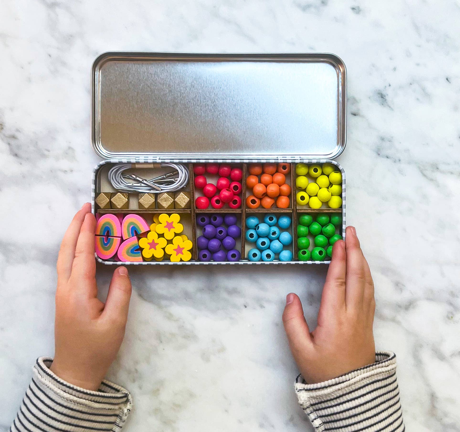 Rainbow Beading Kit in Gift Tin – Eco-Friendly Craft Fun for Ages 3+
