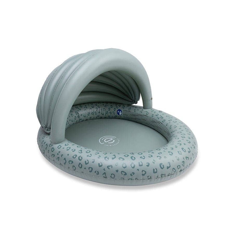 Swim Essentials | Green Leopard Print Baby Pool. Paddling Pool for babies and newborns with sun shade.