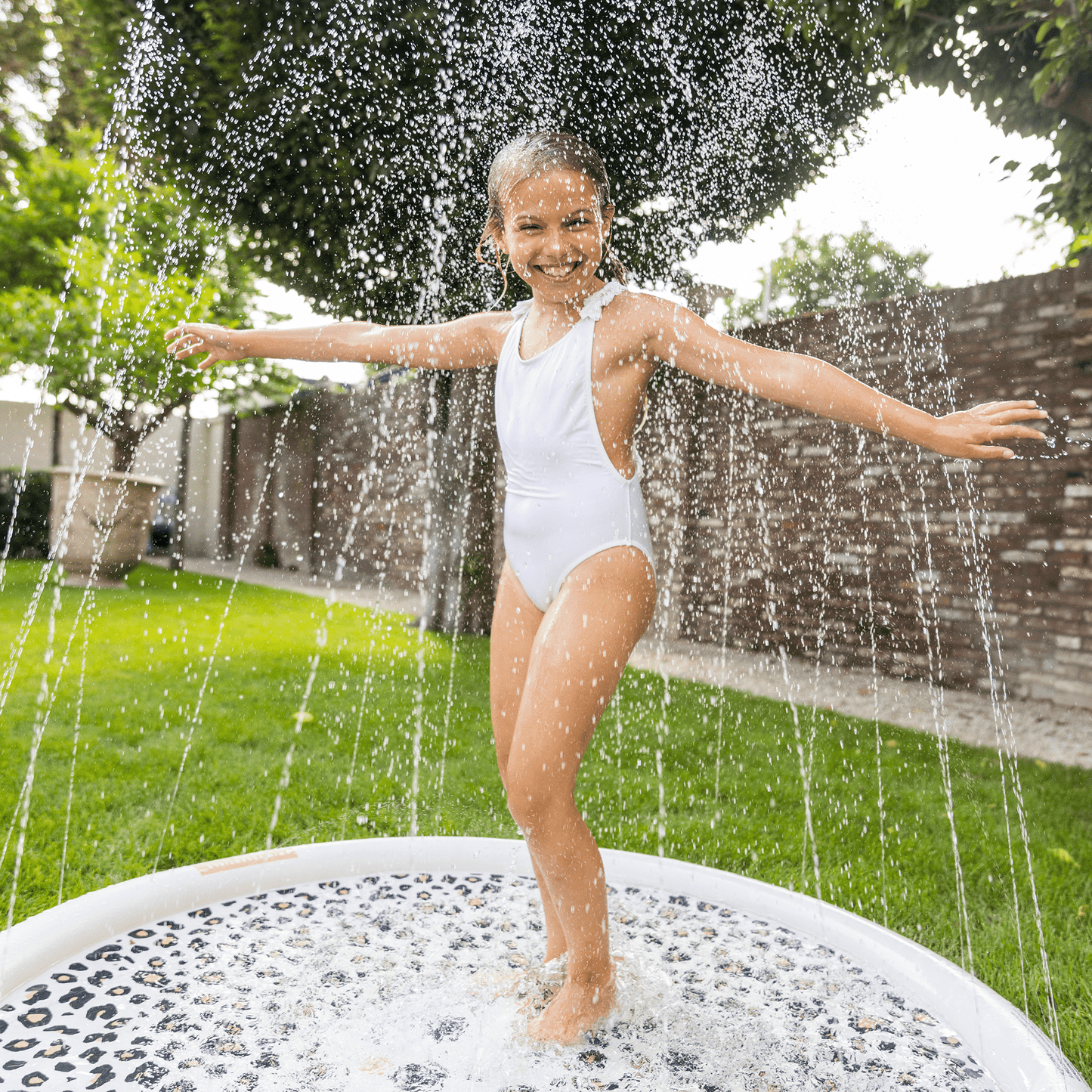 Swim Essentials | Leopard Print Water Sprinkler Mat