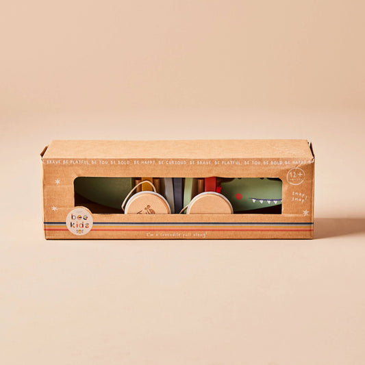 Just Bee Kids Wooden Crocodile Pull-Along Toy – Colourful Toddler Toy for 12 Months+