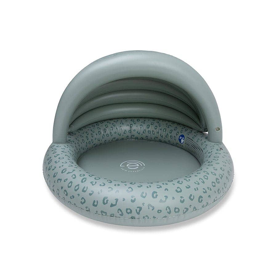 Swim Essentials | Green Leopard Print Baby Pool. Paddling Pool for babies and newborns with sun shade.