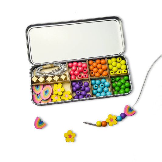 Rainbow Beading Kit in Gift Tin – Eco-Friendly Craft Fun for Ages 3+