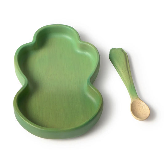 Wooden Baby Plate & Spoon Set | Eco Weaning Tableware – Mucky Wolf
