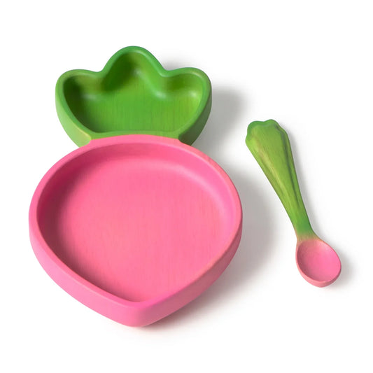 Wooden Baby Plate & Spoon Set | Eco Weaning Tableware – Mucky Wolf