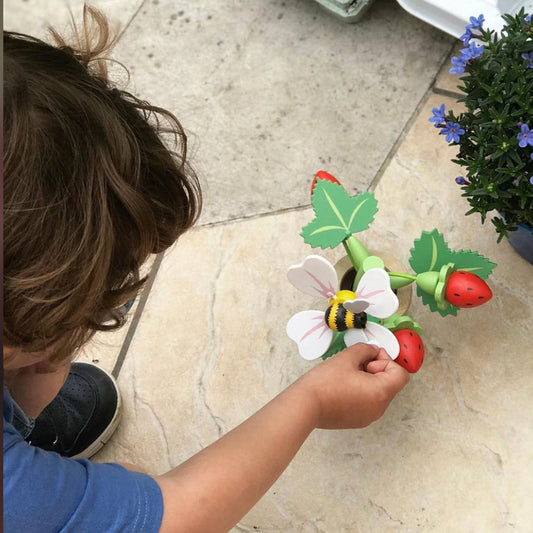 Wooden Strawberry Flower Pot - Pretend Play - Ages 3+