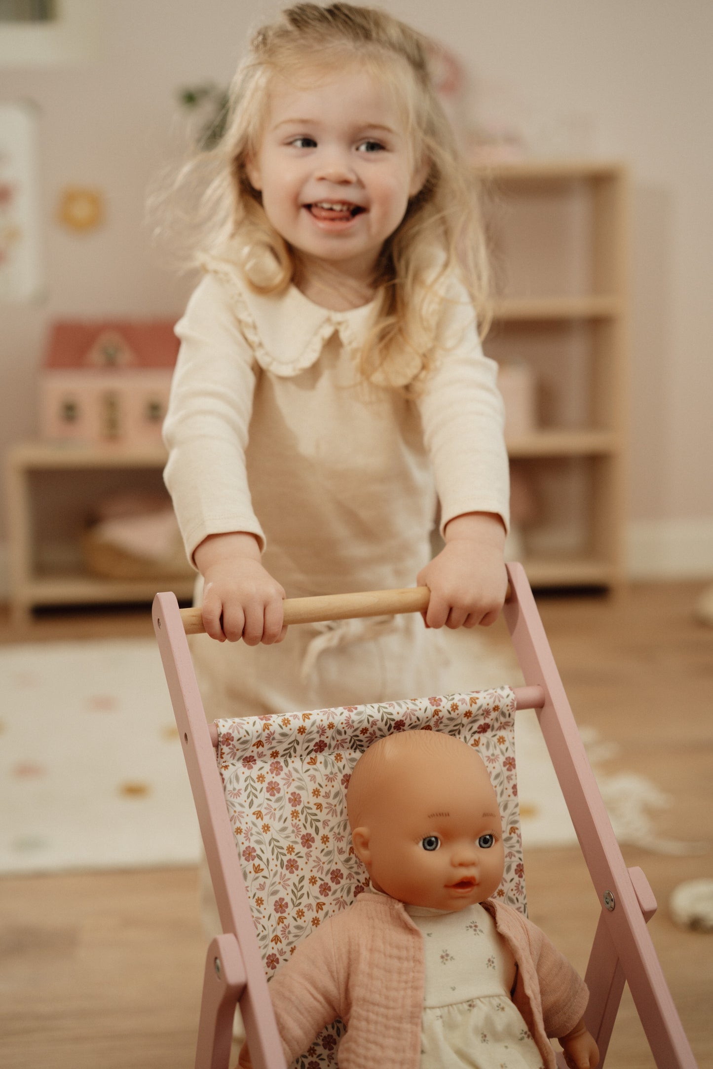 Little Dutch Wooden Dolls Stroller - Flowers & Butterflies