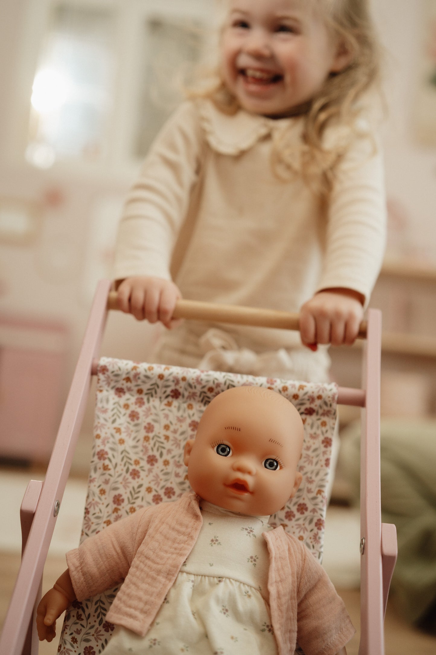 Little Dutch Wooden Dolls Stroller - Flowers & Butterflies