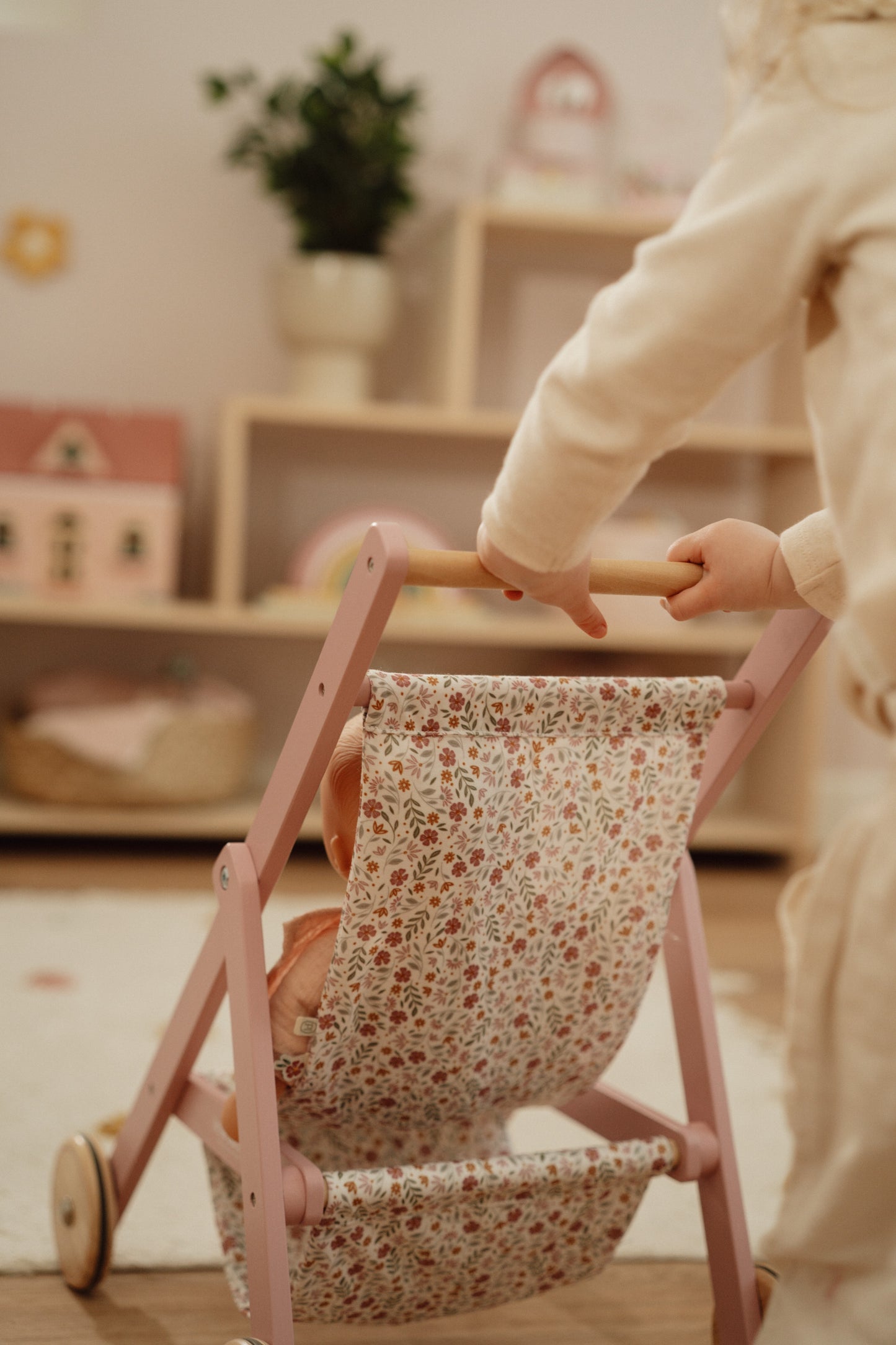 Little Dutch Wooden Dolls Stroller - Flowers & Butterflies