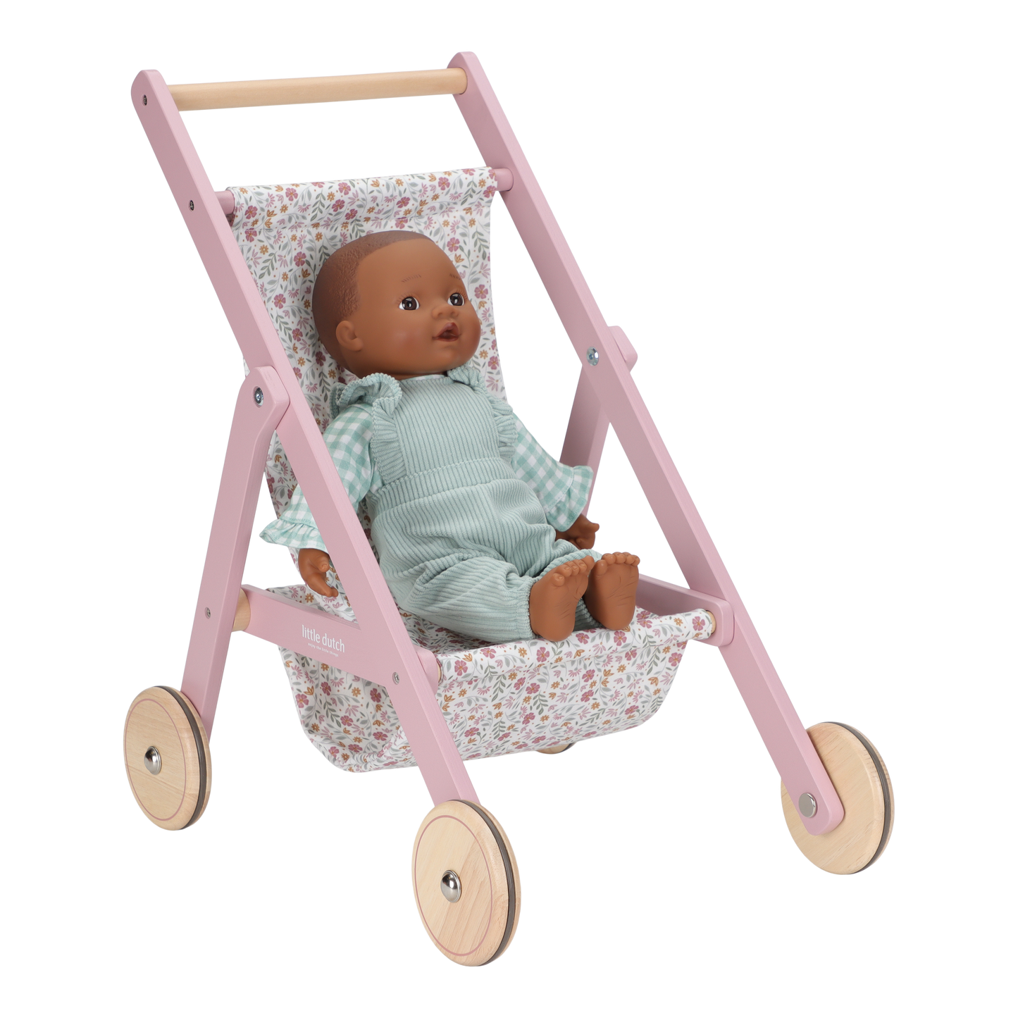 Little Dutch Wooden Dolls Stroller - Flowers & Butterflies