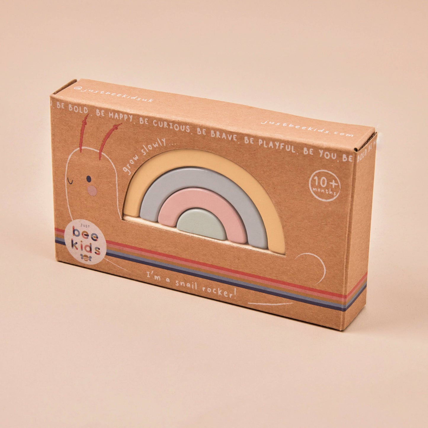 Wooden Rainbow Snail Stacker Toy – FSC Baby Stacking Toy | Mucky Wolf