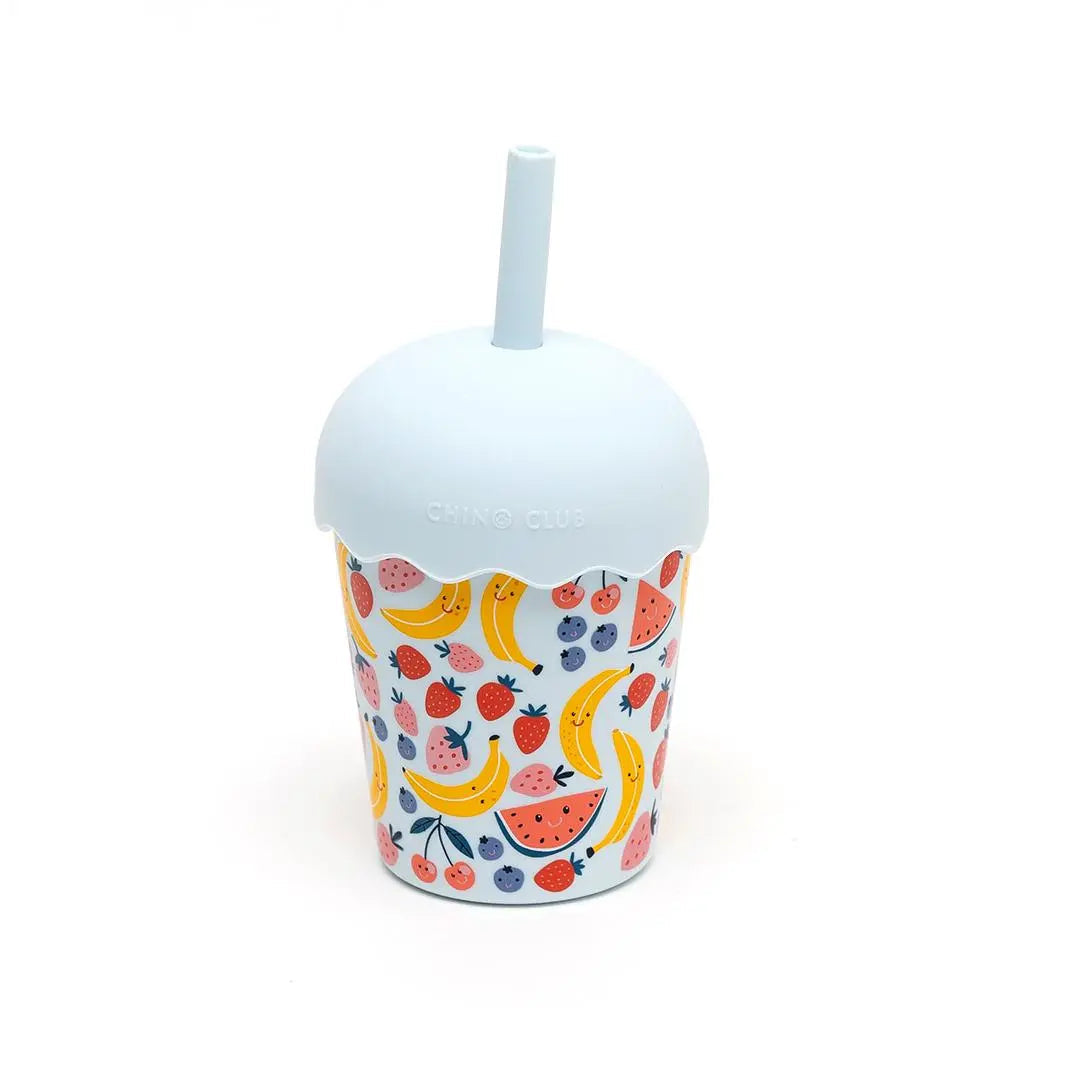 Blue Happy Fruits Mini Toddler Smoothie Cup & Straw 200ml