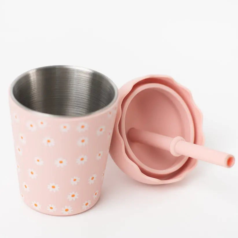 Pink Daisy Mini Toddler Smoothie Cup & Straw 200ml