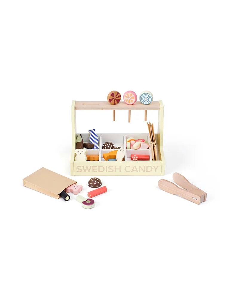 Kid’s Concept Wooden Swedish Candy Shop – Pretend Play Sweet Stall Set