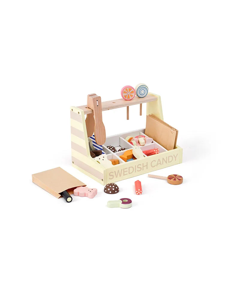 Kid’s Concept Wooden Swedish Candy Shop – Pretend Play Sweet Stall Set