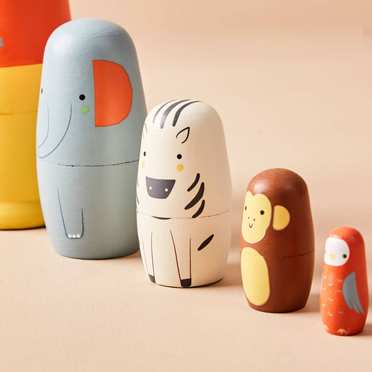 Just Bee Kids Safari Safari Wooden Nesting Dolls