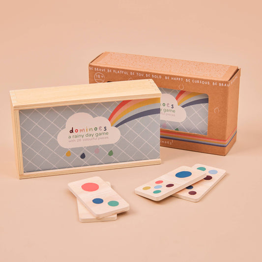Rainbow Wooden Dominoes Set - Chunky FSC®-Certified Domino Game for Toddlers (18 Months+)
