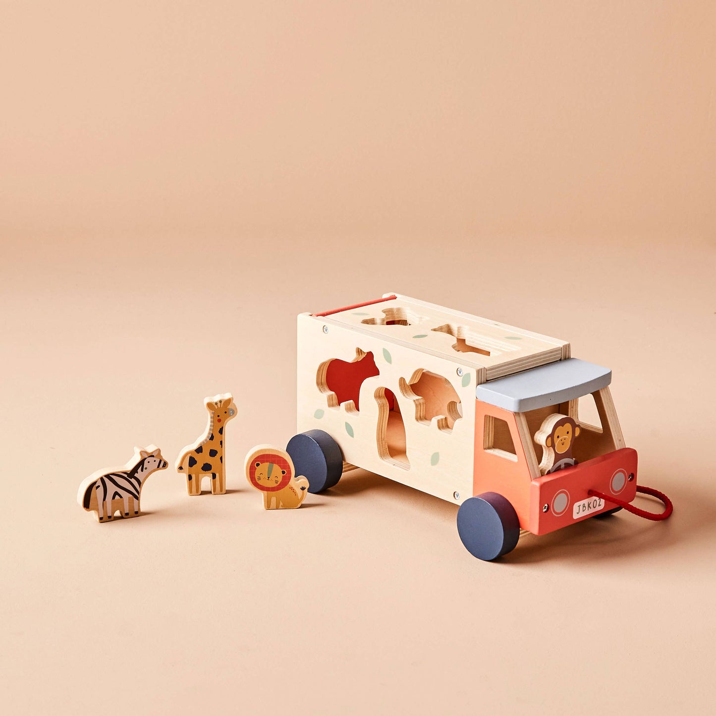 Safari Jeep Shape Sorter &amp; Pull-Along Toy – Wooden Animal Puzzle for Toddlers (12 Months+)